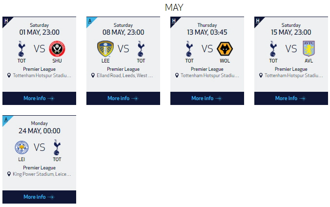 토트넘 남은 경기일정토트넘 남은 경기일정및 손흥민 9