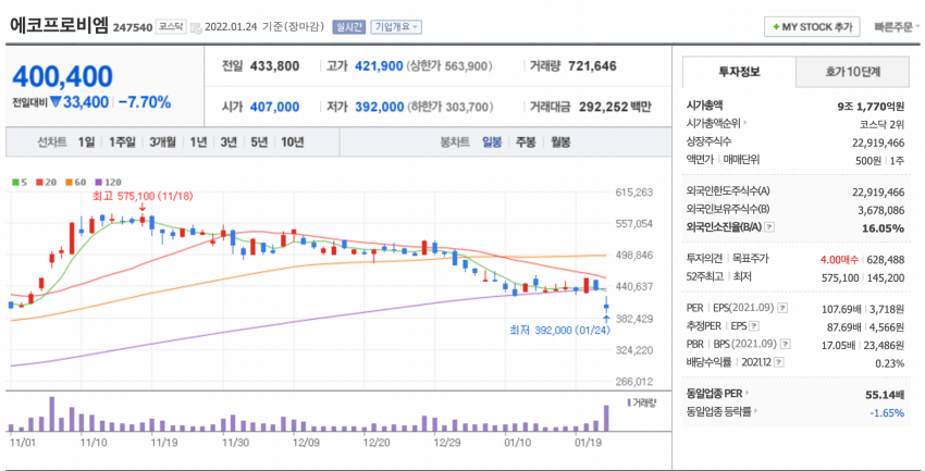 에코프로비엠 주가 전망