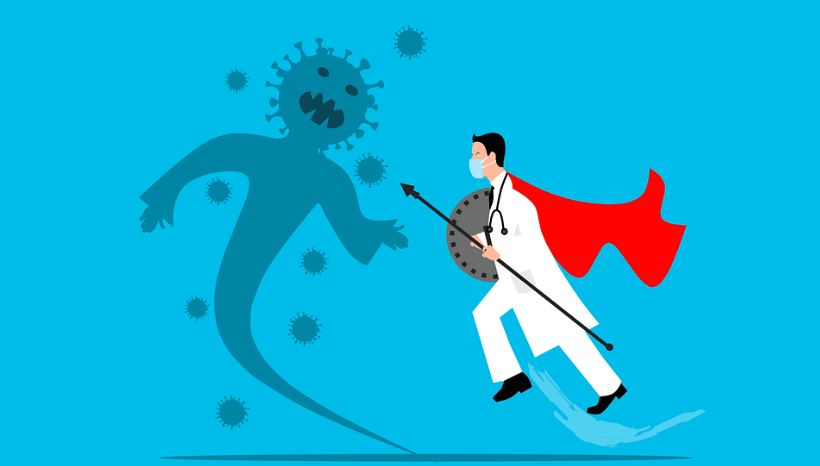 독감 바이러스와 싸우는 항체 인간