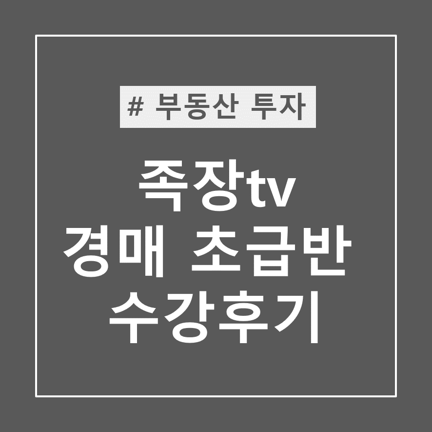  족장tv 경매 초급반 수강후기