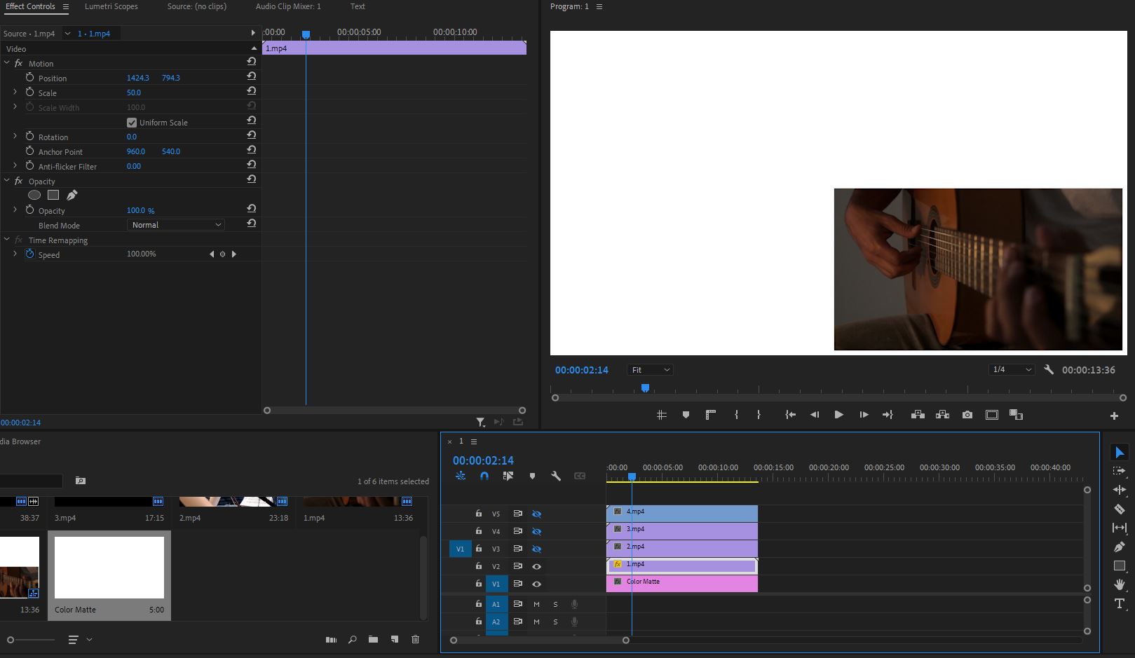 프리미어프로 Scale 변경하는 사진