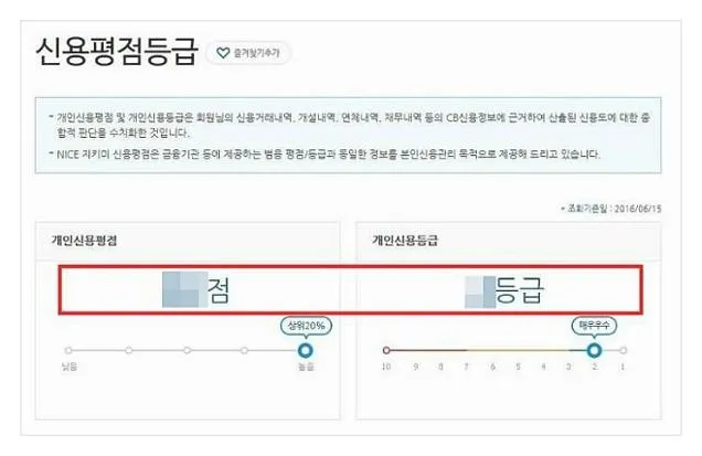 나이스 지키미 신용등급