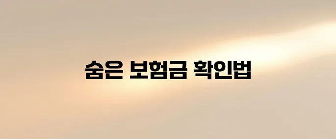숨은 보험금 찾기 조회 바로가기