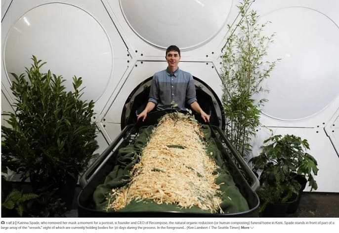 미국의 인간 퇴비화 찬반 논란 VIDEO: Human Composting Offers Green Alternative To Burial And Cremation