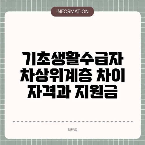 기초생활수급자 차상위계층 차이 자격과 지원금