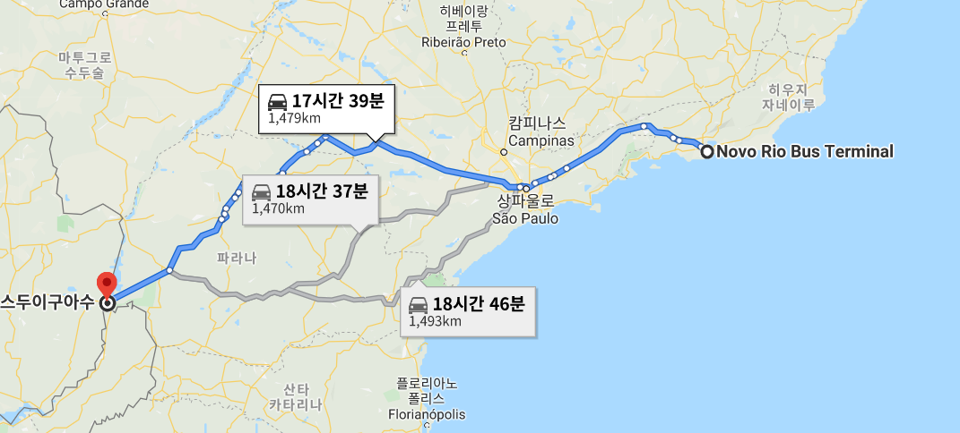  브라질 여행 Day-91 리우 데 자네이루에서 포스 두 이과수 버스 이동하기