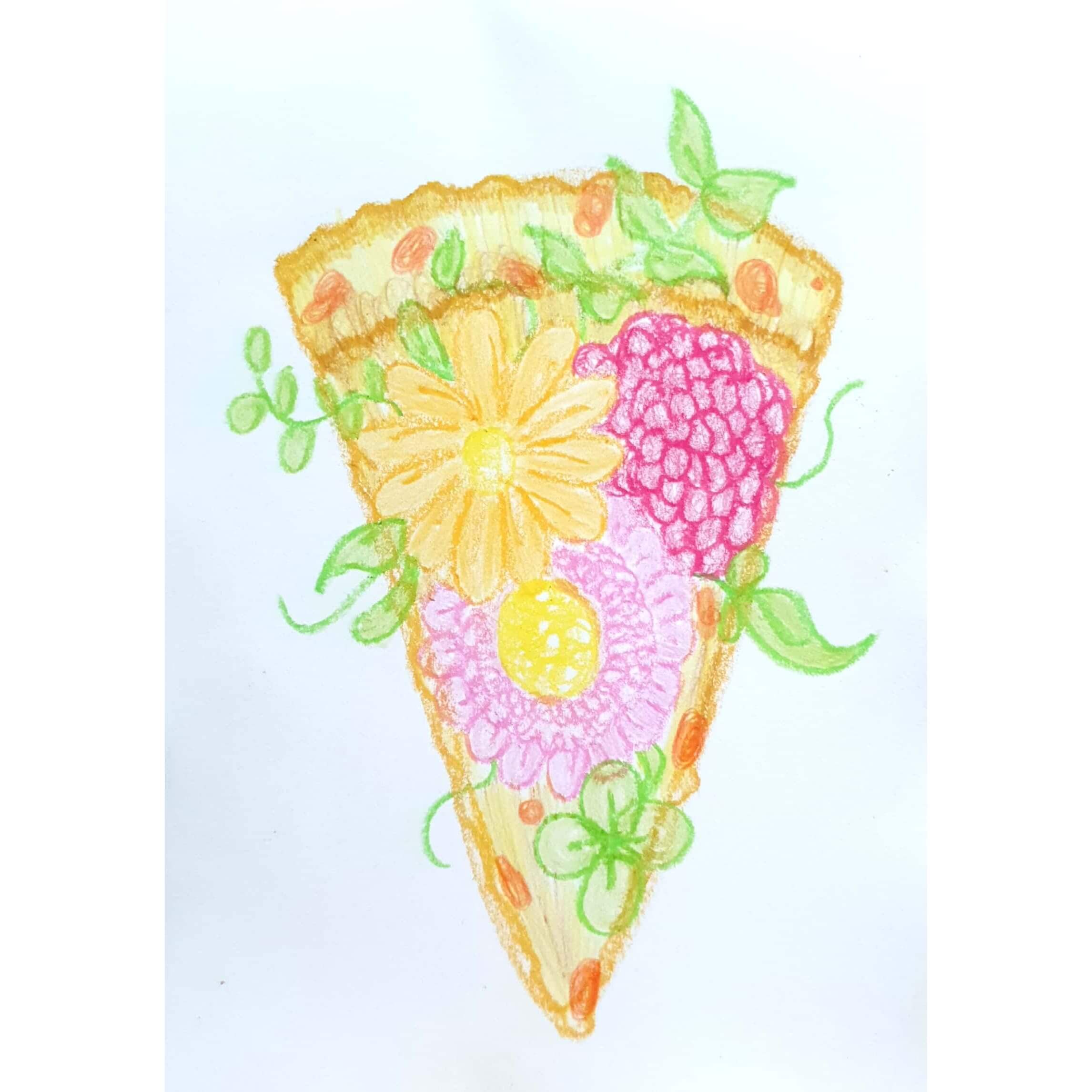 Flower Pizza 꽃 피자 / 일러스트 그림 드로잉 / 음식 그리기