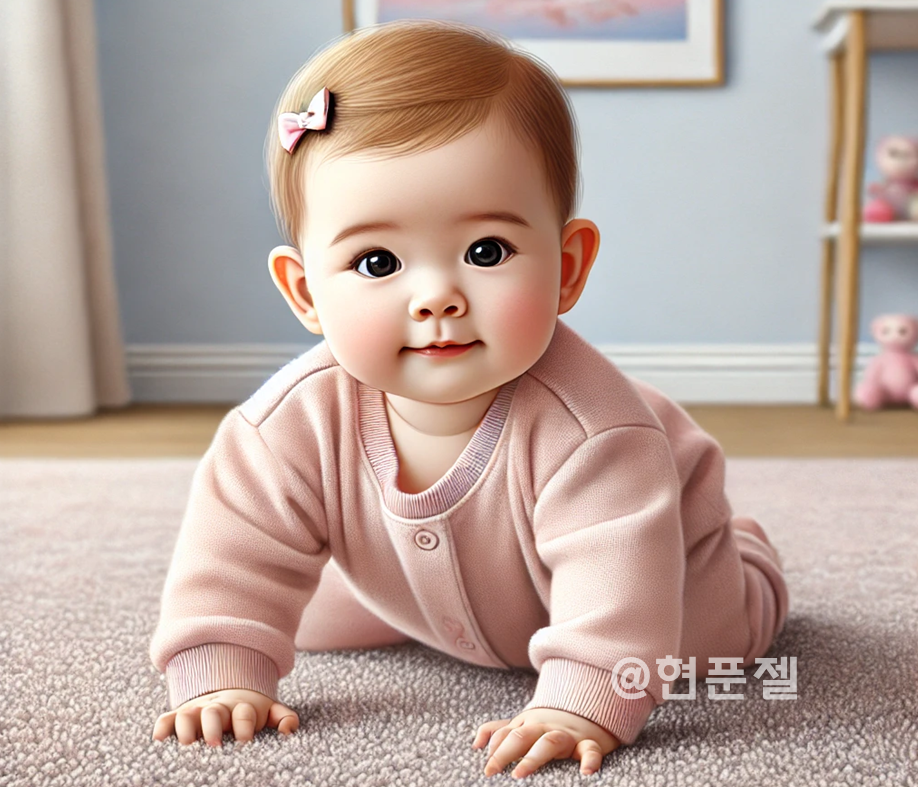 아기가 기어다니는 모습을 그림으로 표현함