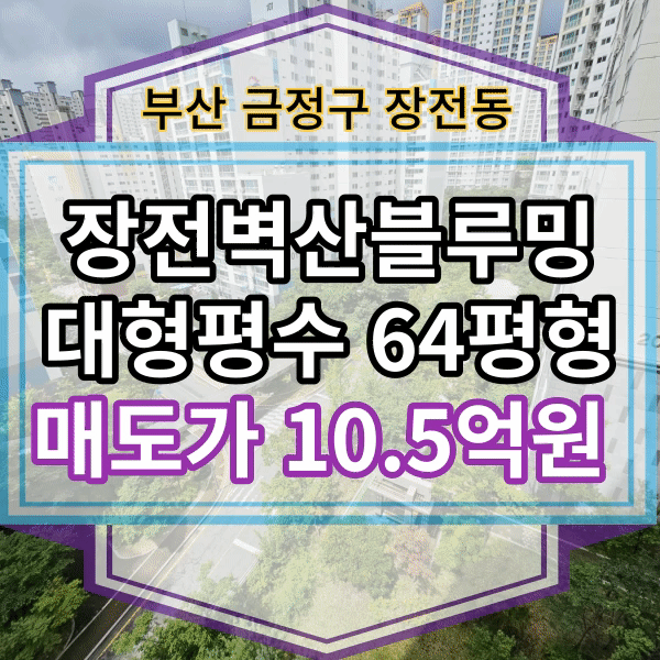  장전벽산블루밍 대형평수 ,장전동 아파트 매매, 부산대옆 아파트 벽산디자인시티 희소성있는 64평형 최저가 매매