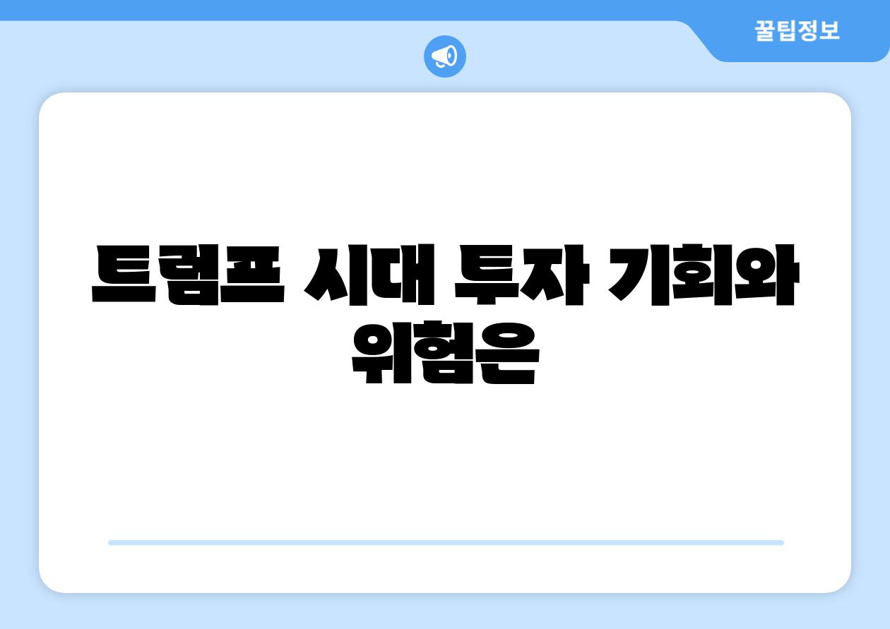 트럼프 시대 투자 기회와 위험은