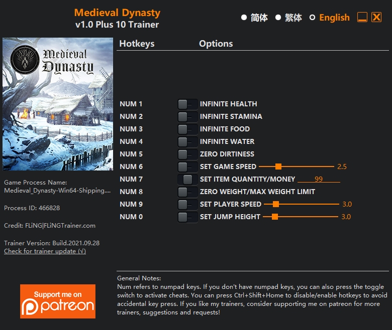  [트레이너] 한글판 미디블 다이너스티 최신 영문판 Medieval Dynasty v1.0 Plus 10 Trainer