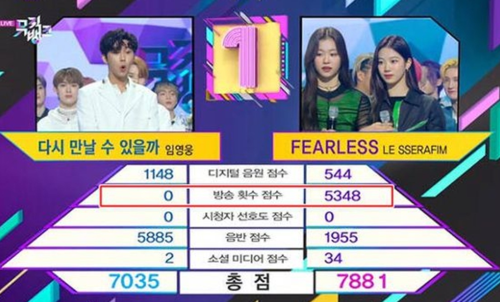  뮤직뱅크 해명할수록 꼬이는 KBS 난리난 임영웅 ‘0점 사태’ 르세라핌 테러? 어떤 KBS 방송에 출연해 5348점을 받았는지 공개하라 라디오 선곡표 증거로 다시 항의 KBS Cool FM 7개?