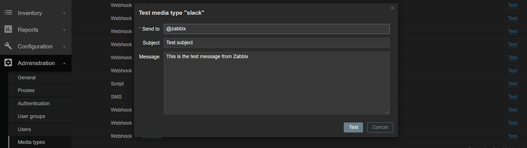 Zabbix Slack