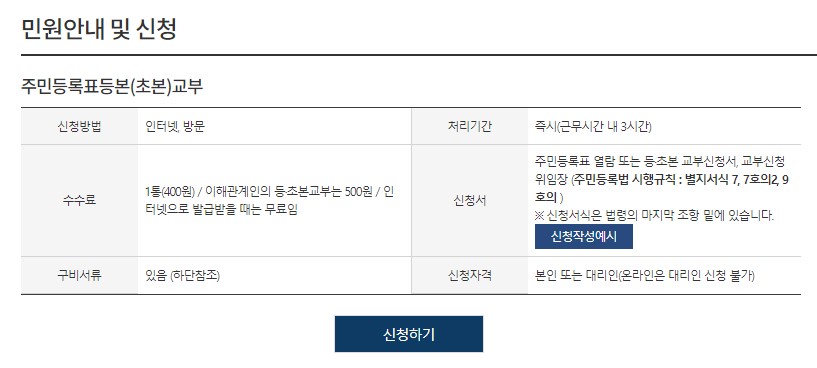  주민등록등본 인터넷발급 무료