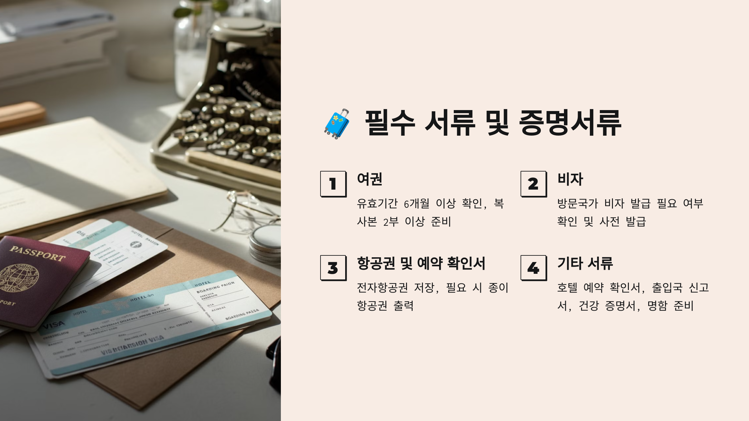 🧳 필수 서류 및 증명서류