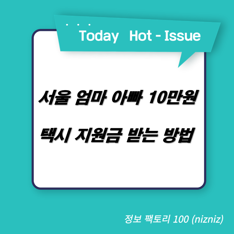  서울 엄마 아빠 10만원 택시 지원금 받는 방법