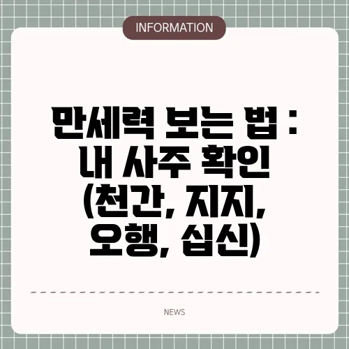 만세력 보는 법 : 내 사주 확인 (천간, 지지, 오행, 십신)