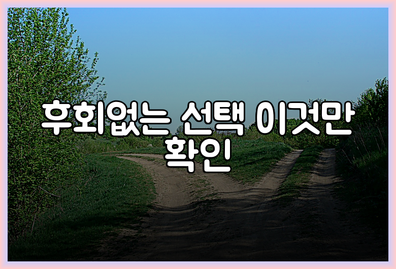후회없는 선택 이것만 확인
