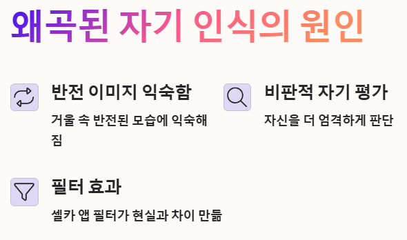 왜곡된 자기 인식의 원인 예시