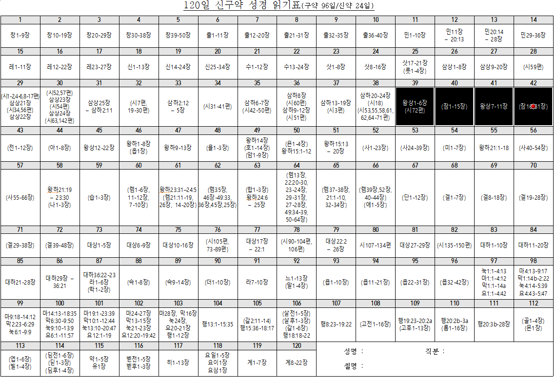 성경 읽기표 이미지