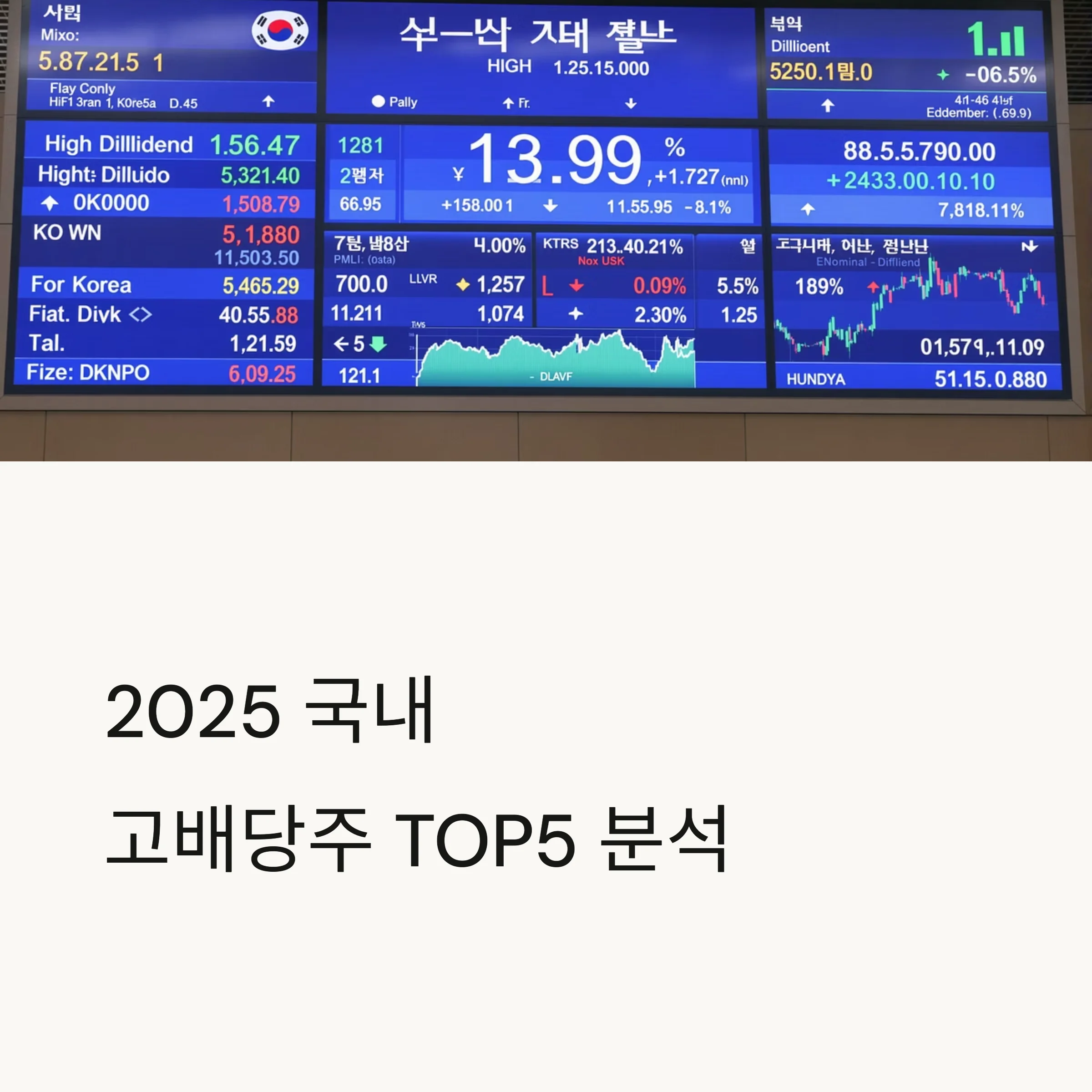 국내 고배당주 TOP5 분석과 금융·자동차주