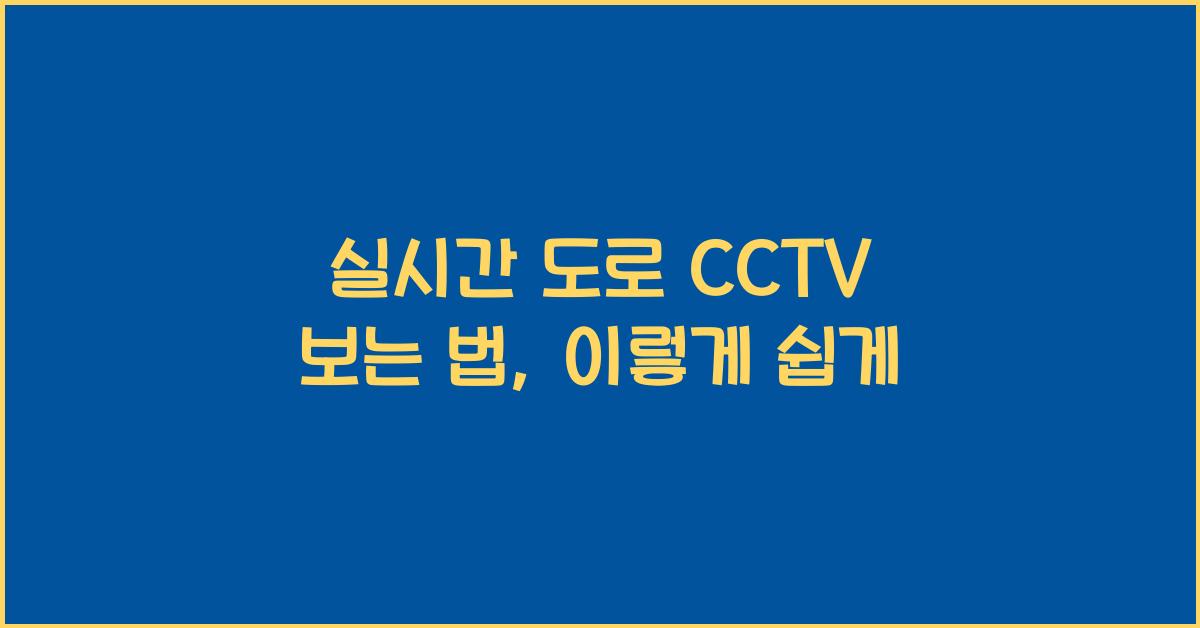 실시간 도로 cctv 보는 법