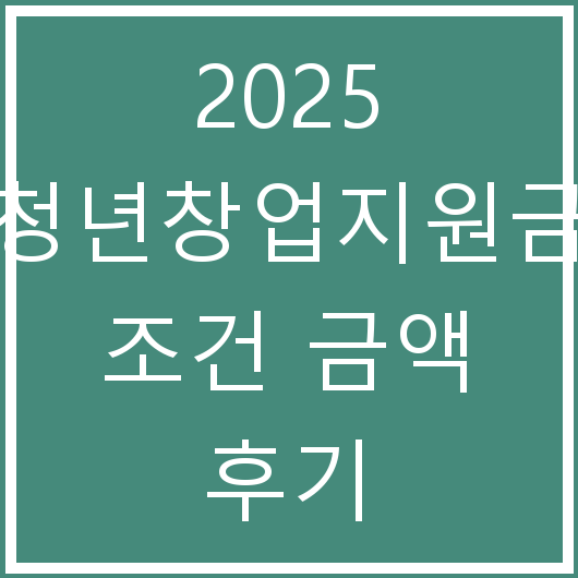 2025 청년창업지원금 조건 금액 후기