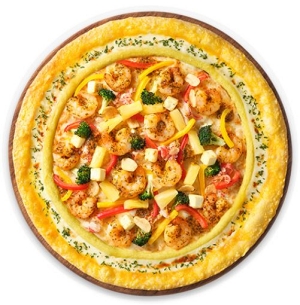 피자 헛 프리미엄 메뉴 리치 골드 엣지 치즈 크러스트 갈릭 버터 쉬림프 미디엄 라지 사이즈