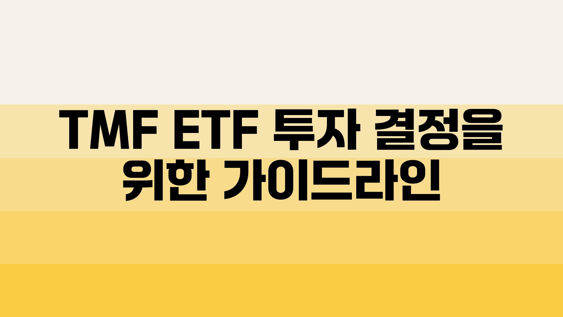 TMF ETF 투자 결정을 위한 설명서라인