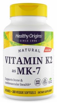 Healthy Origins 내추럴 비타민 K2 MK-7 100mcg 베지 소프트젤, 180정, 1개