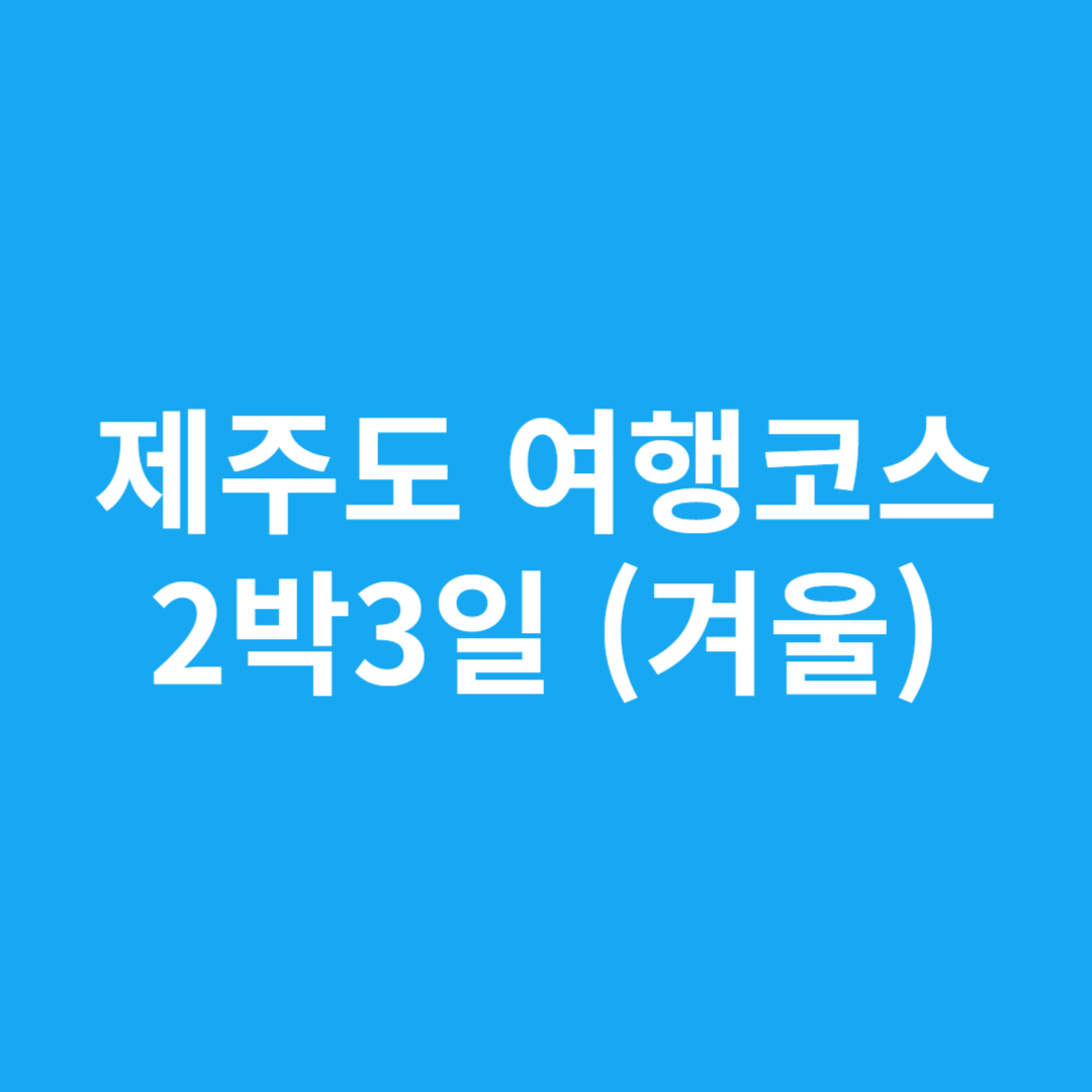 제주도 여행코스 2박3일 (겨울)