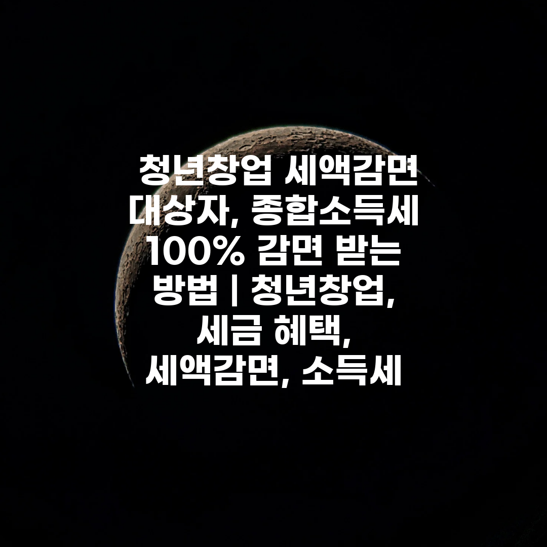  청년창업 세액감면 대상자, 종합소득세 100% 감면 