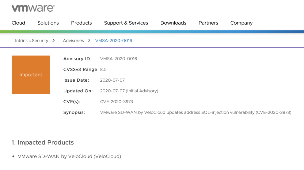  [KISA] VMware VeloCloud 보안 업데이트 권고