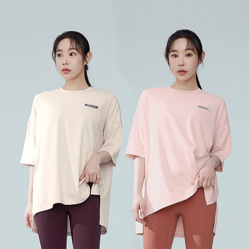 젝시믹스 루즈핏 커버업 와펜패치 티셔츠