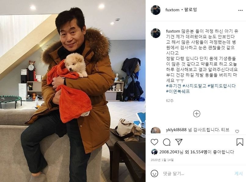  안락사 앞둔 병든 유기견 입양 후 남부럽지 않게 키우고 있는 유명인 +추가