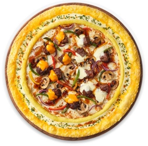 피자 헛 프리미엄 메뉴 더블 티본 스테이크 리치 골드 엣지 치즈 크러스트 미디엄 라지 사이즈