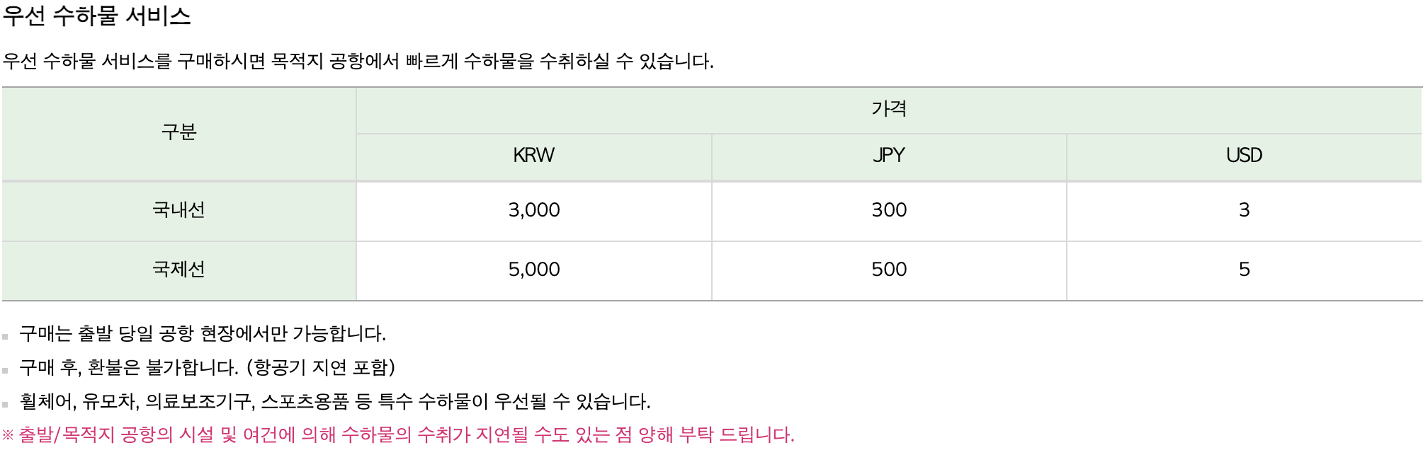 에어서울 우선 수하물 서비스