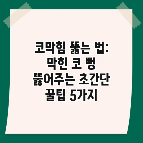 코막힘 뚫는 법: 막힌 코 뻥 뚫어주는 초간단 꿀팁 5가지