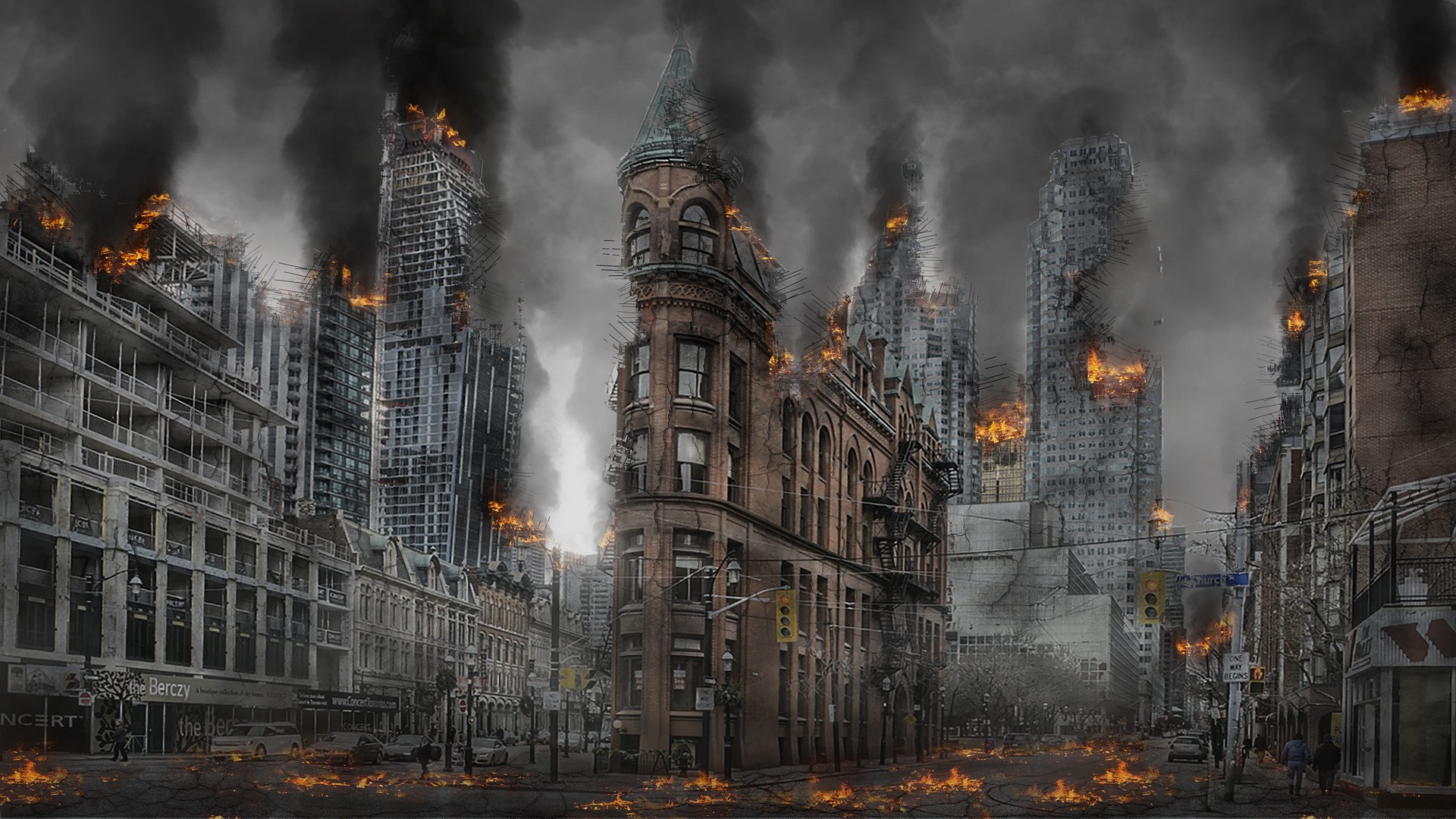 파괴된 도시 이미지