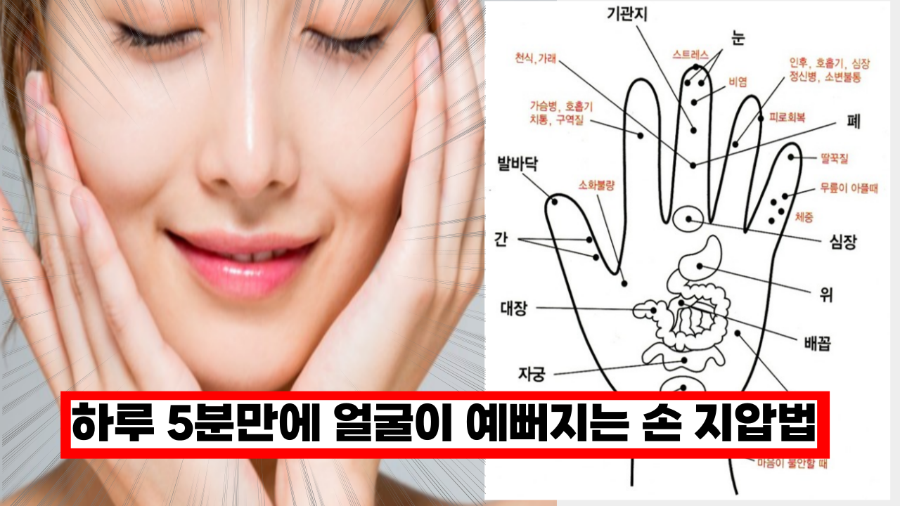  '시간날때 꼭 해보세요' 하루 5분만에 얼굴이 예뻐지는 손 지압법