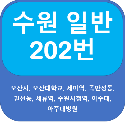  수원 202번 버스 노선 안내, 오산대, 수원시청역, 아주대