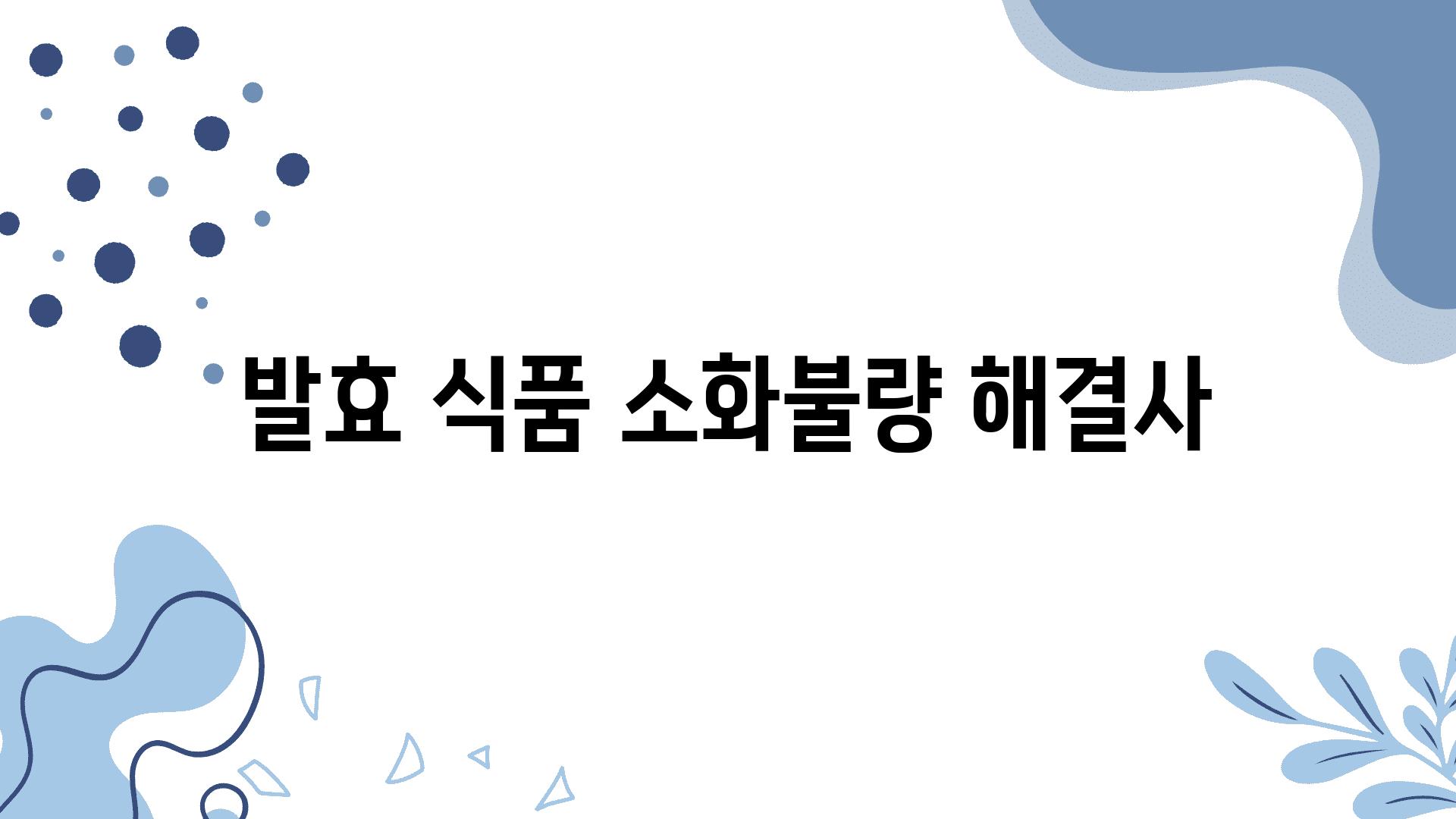 발효 식품 소화불량 해결사