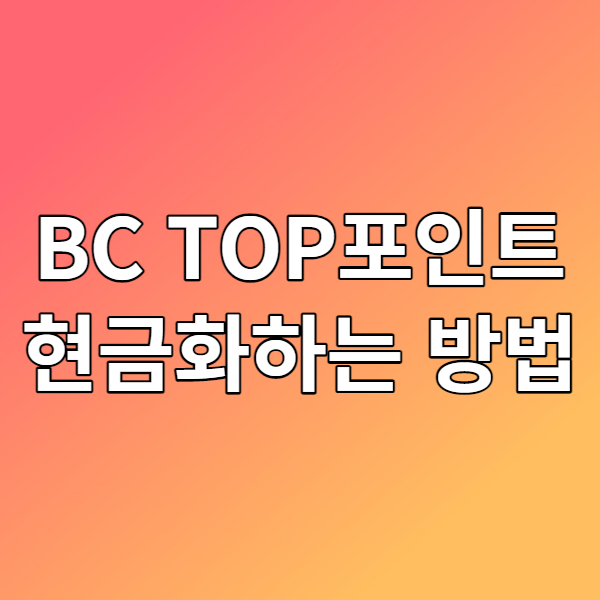  BC TOP포인트 현금화하는 방법