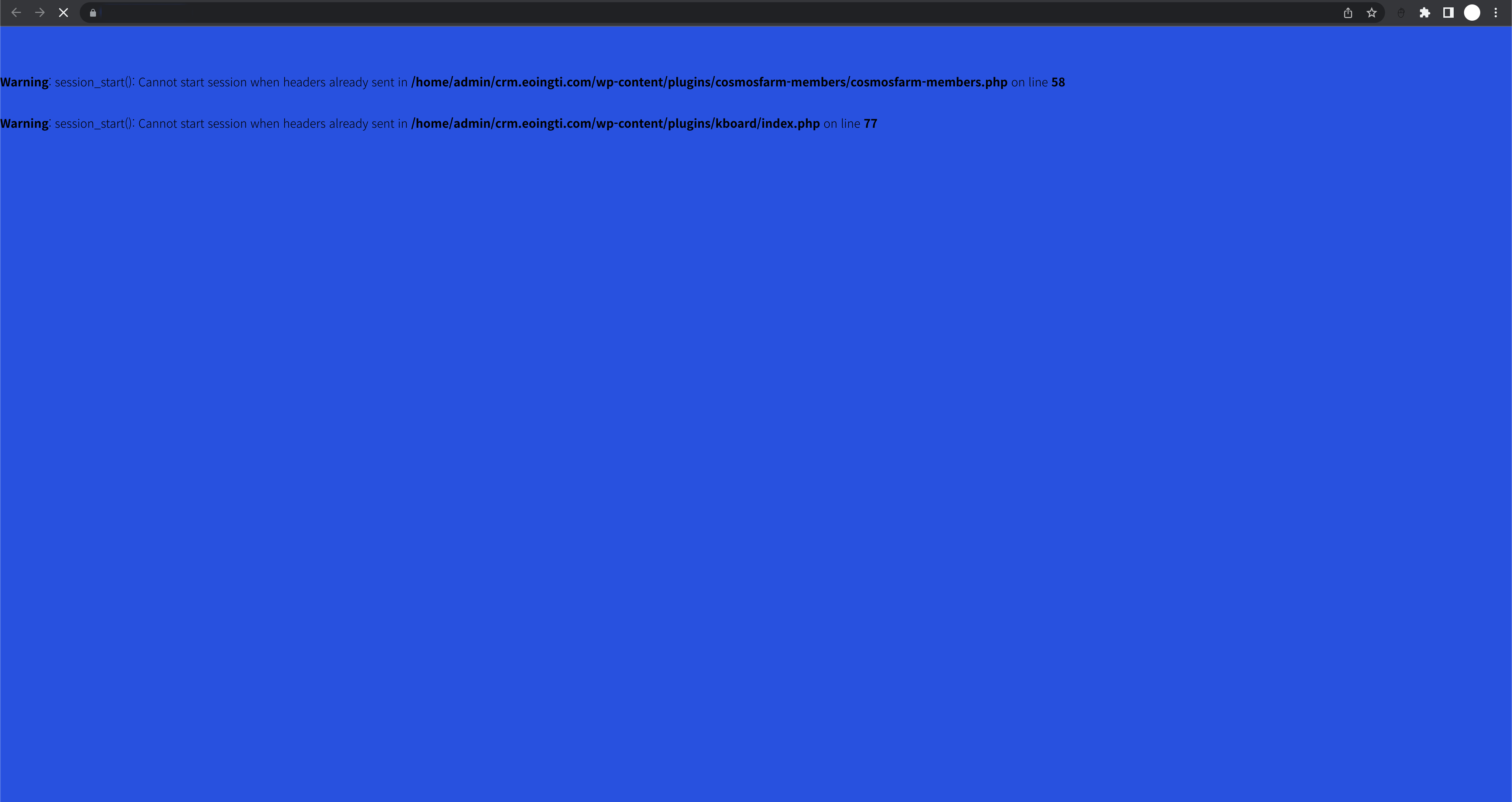  코스모스팜 케이보드 session_start(): Cannot start session 오류 해결방법