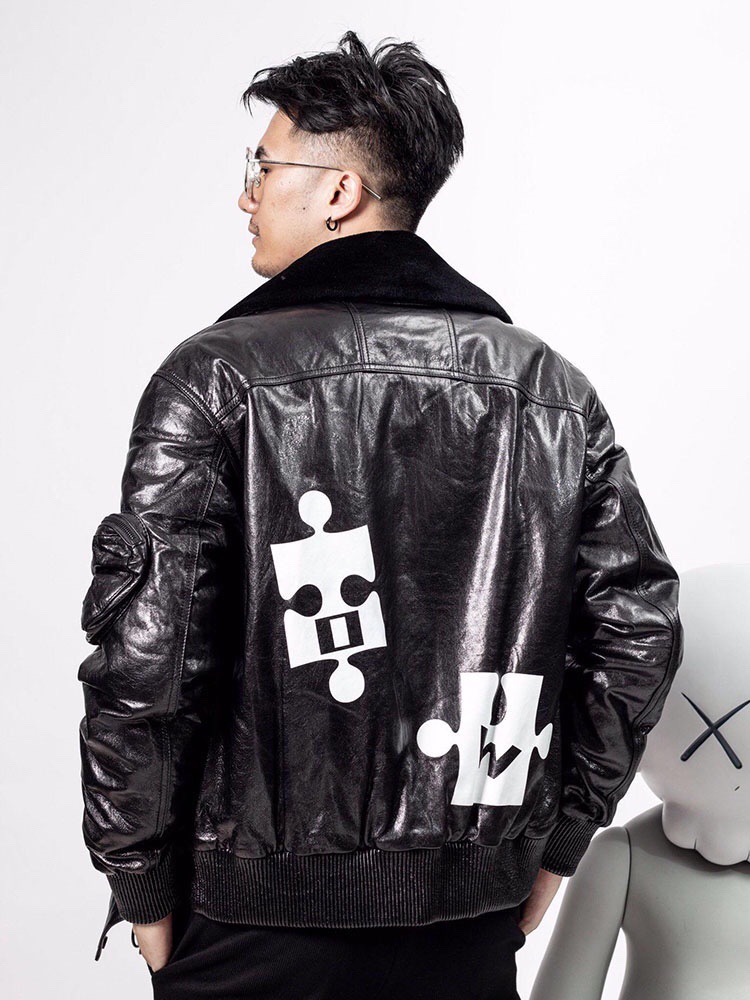  [OFF WHITE] 오프화이트 레더 봄버 자켓