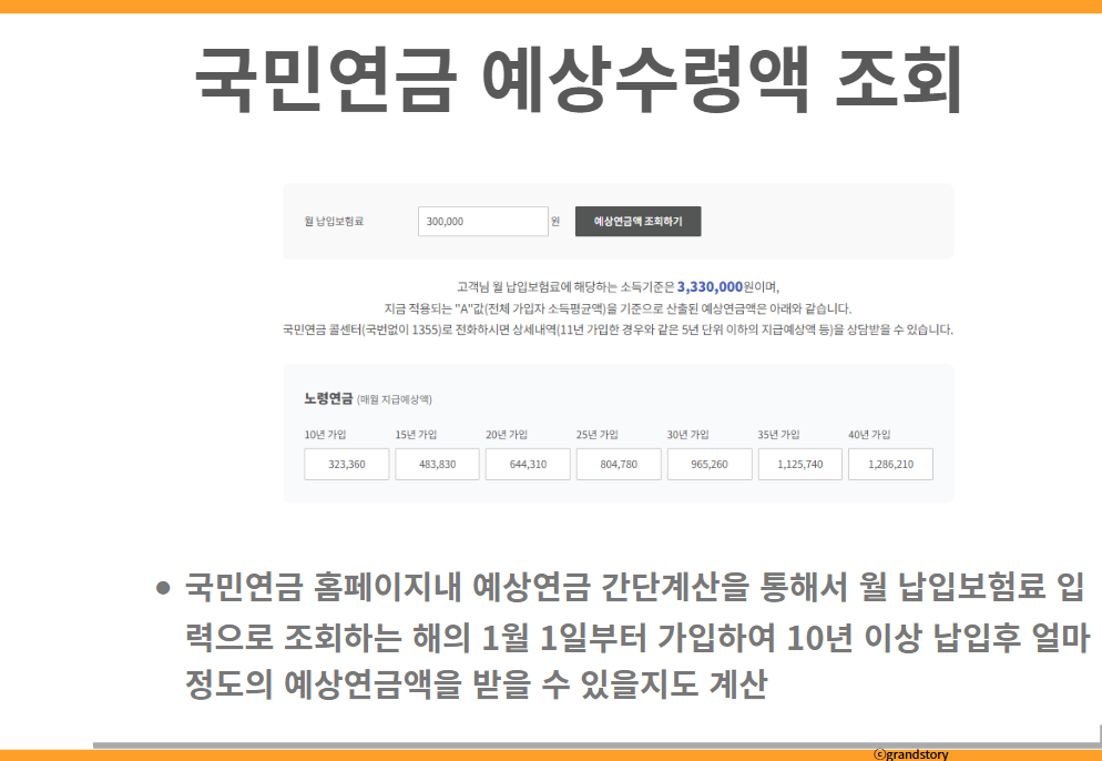 국민연금 예상수령액 조회