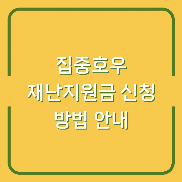 집중호우 재난지원금 신청 방법 안내