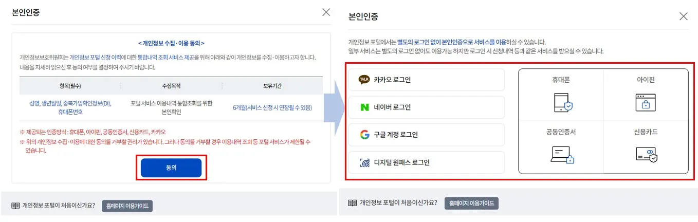 가입된 사이트 조회