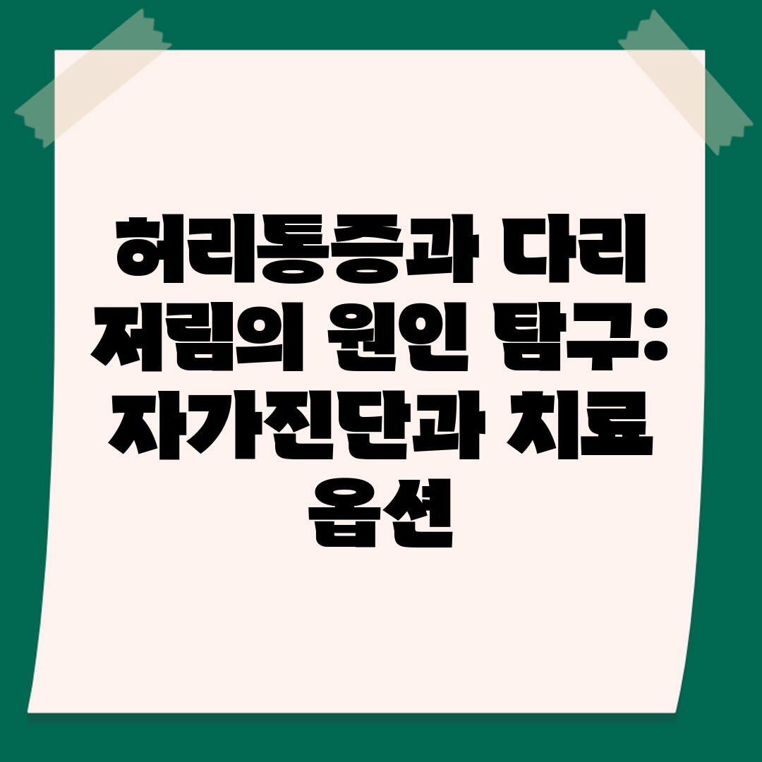 허리통증과 다리 저림의 원인 탐구 자가진단과 치료 옵션