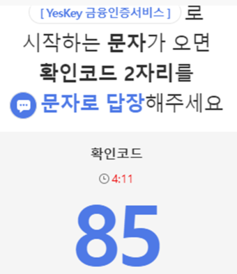 금융인증서 인증 문자